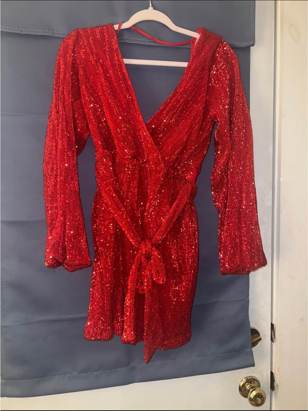 Hello Molly Red Sequin Wrap Mini Dress